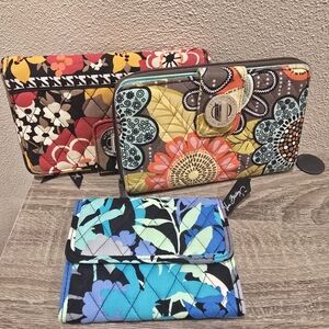 Vera Bradley Wallet Bundle Multicolor Floral Quilted - 2 Retired Patterns